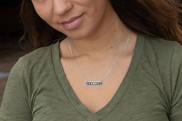 Moon Phases Horizontal Bar Necklace – The Bearded Jeweler