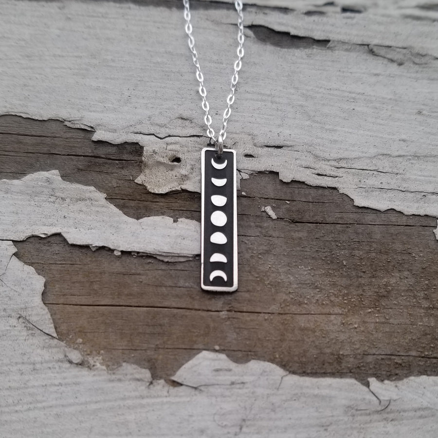 Moon Phases Skinny Bar Necklace – The Bearded Jeweler