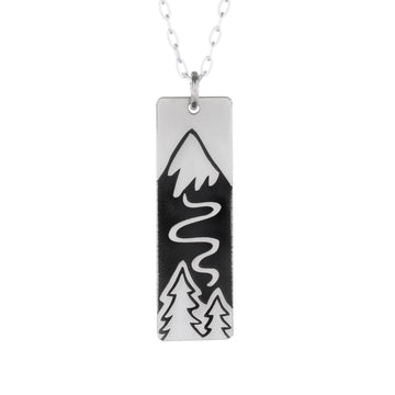 Winter Ski Slope Wide Bar Necklace