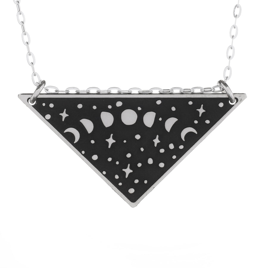 Moon Phases Triangle Necklace