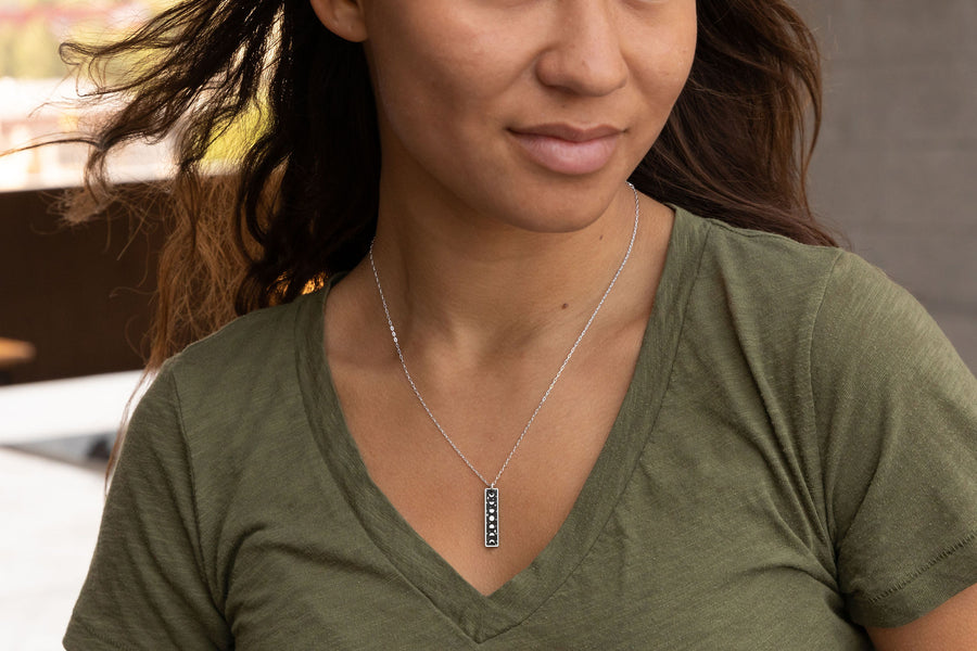 Starry Moon Phases Skinny Bar Necklace