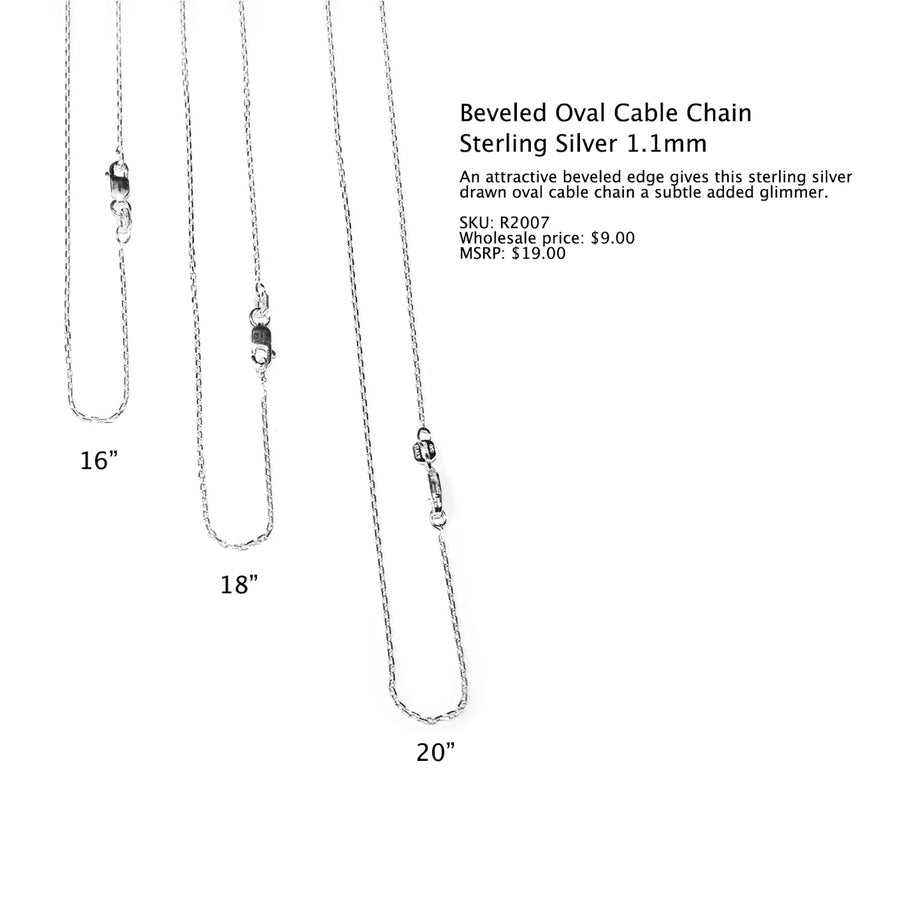 Sterling silver chain. 16, 18, 20