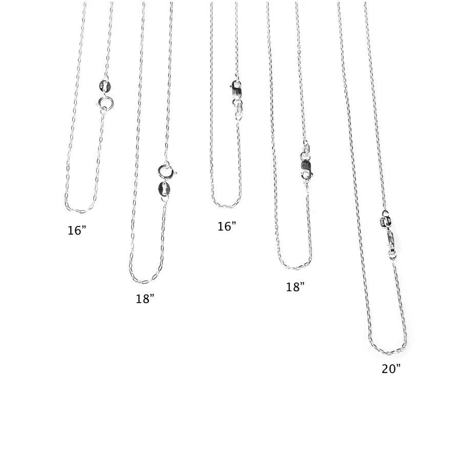 Sterling silver chain. 16, 18, 20