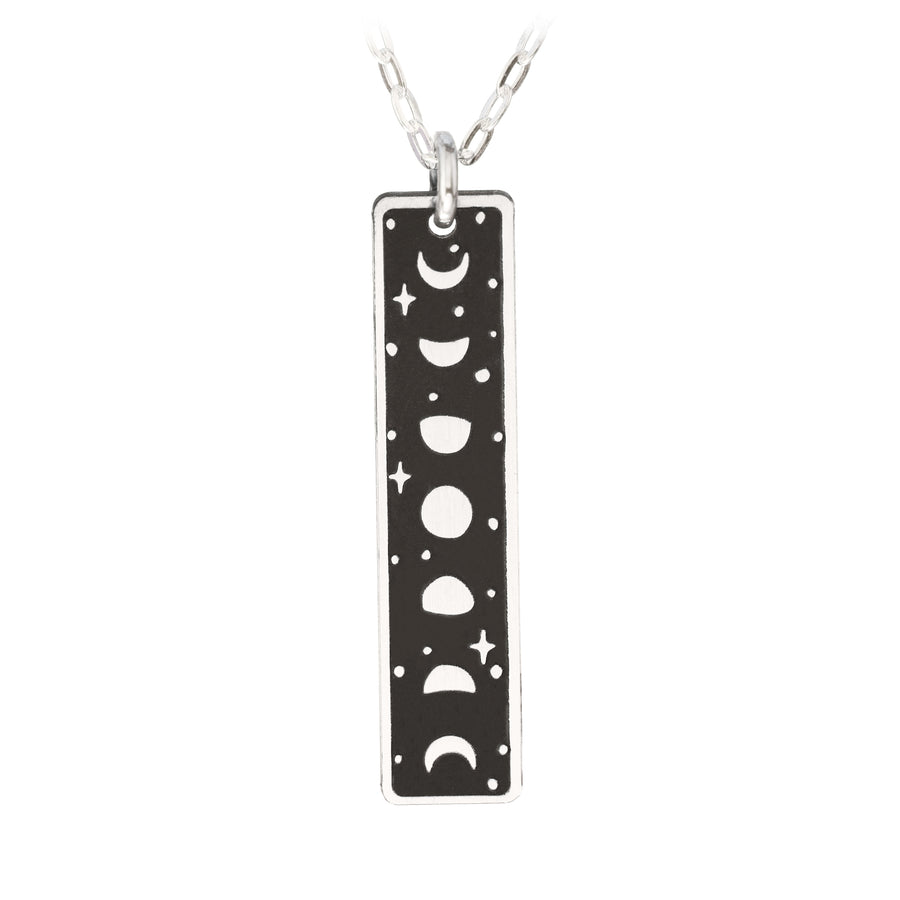 Starry Moon Phases Skinny Bar Necklace